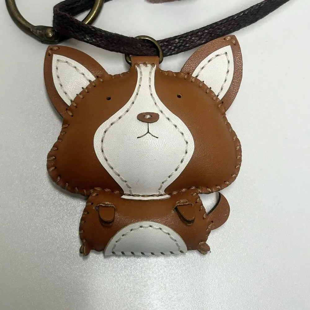 Corgi Dog Keychain Bag Charm Vegan Leather NEW with Tags Stocking Stuffer Gift